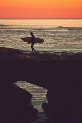 Beautiful Surf Red Sky