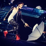 Justin Bieber Performs with Umbrella