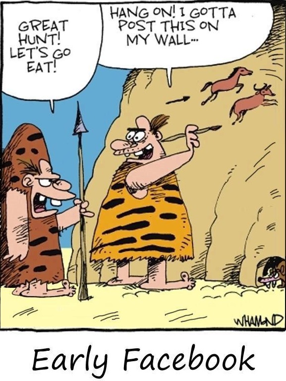 Cavemen Invent Facebook - Funny - Faxo