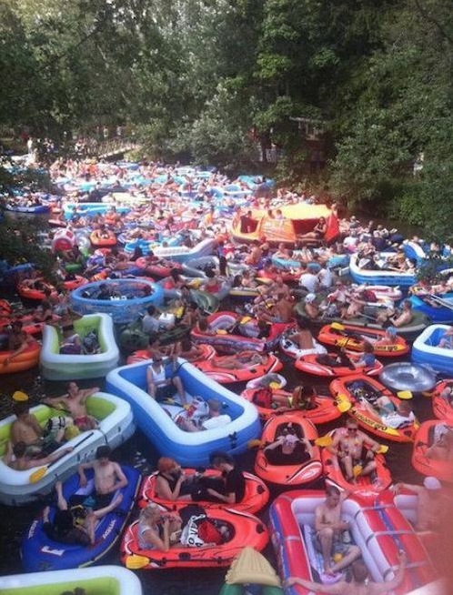 Spring Break Float Trip River Rafting Traffic Jam Don't Swim in the