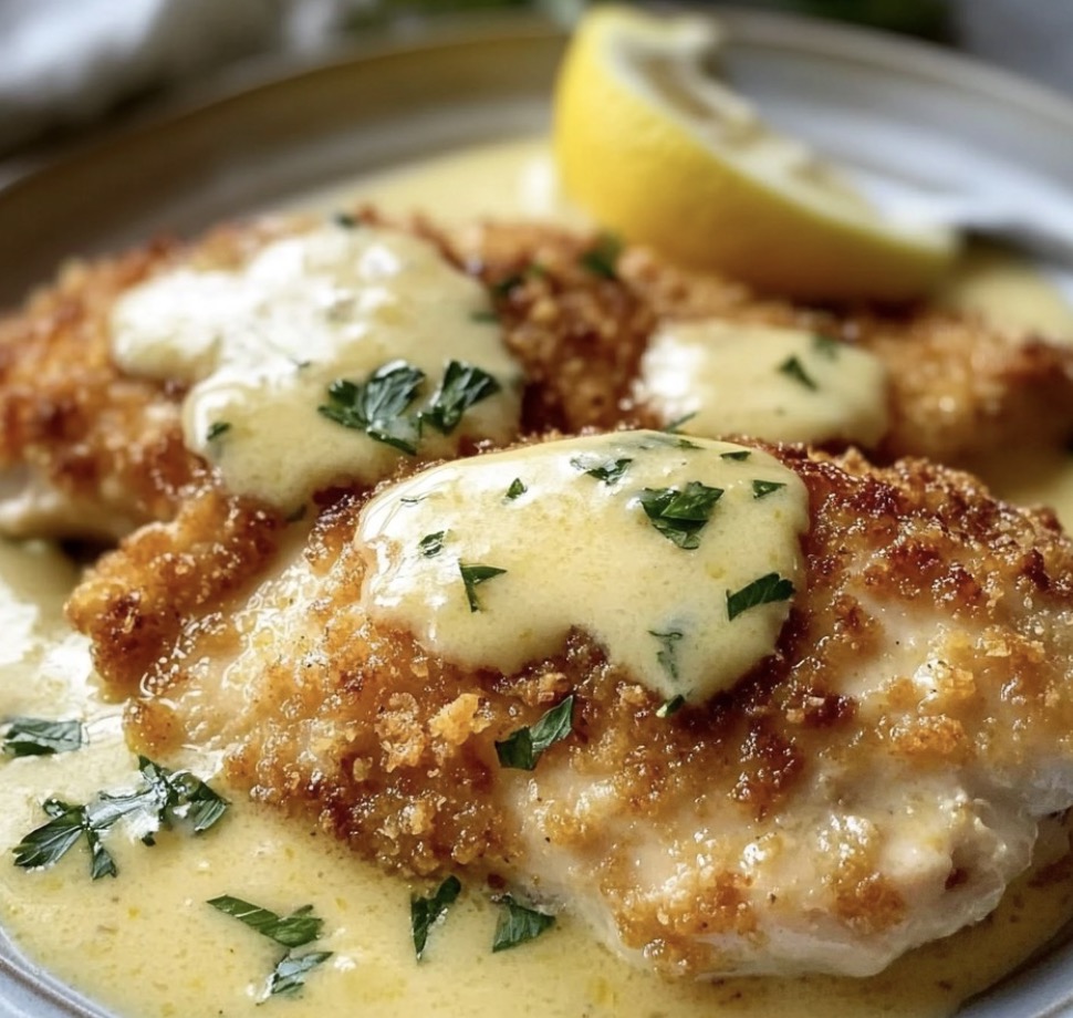 Lemon Pecorino Crusted Chicken with Lemon Sauce - Faxo
