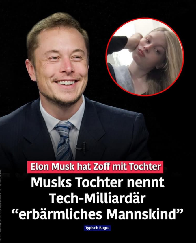 Elon Musks Tochter Vivian hat in einem neuen Interview deutliche Worte für ihren entfremdeten Vater gefunden: „Ich scheiße auf ihn.“ Freundliche Töne sucht man in ihrer Aussage vergeblich. 😳 Kindly message me on telegram https://t.me/ElonmuskTelsas1