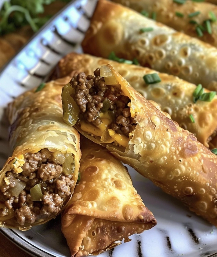 Air Fryer Cheeseburger Egg Rolls