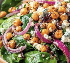 Chickpea Spinach Feta Salad with Lemon Vinaigrette