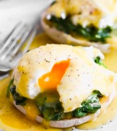 Eggs Florentine on English Muffins