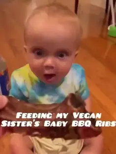 Vegan Baby Eats Ribs 😭😭