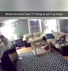 Setting Up The New Flat Screen TV Fail