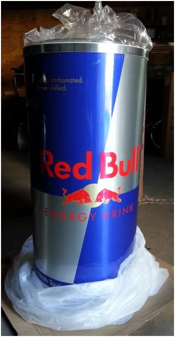 red bull can shaped fridge